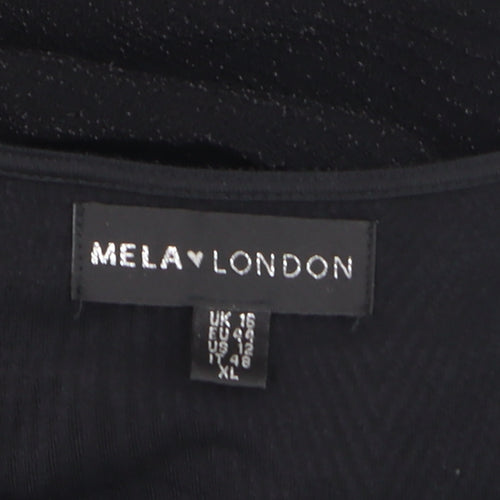 Mela London Women's Black Bodycon Ruched Dress Size 16