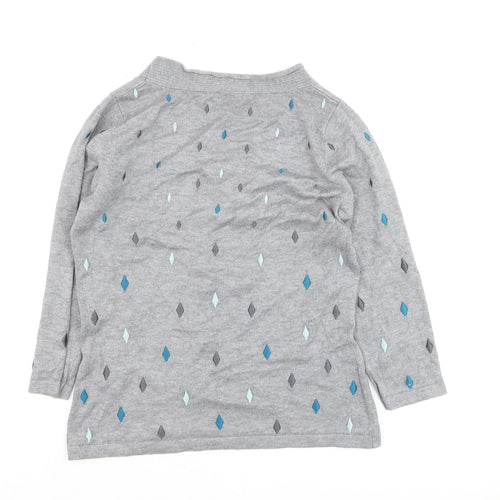 CC Women’s Grey Argyle 3/4 Sleeve Pullover Jumper Size S
