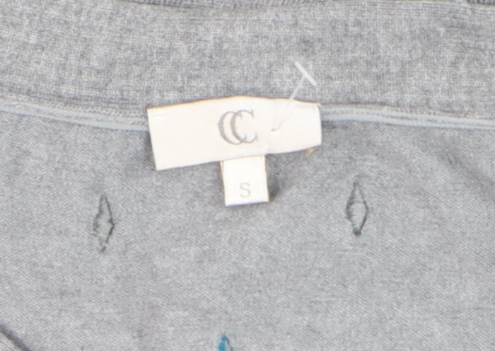 CC Women’s Grey Argyle 3/4 Sleeve Pullover Jumper Size S