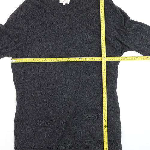 CC Women Grey Wool Blend Boat Neck Long Sleeve Pullover Jumper XL