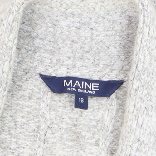 Maine New England Women’s Grey Cable-Knit Cardigan Size 16