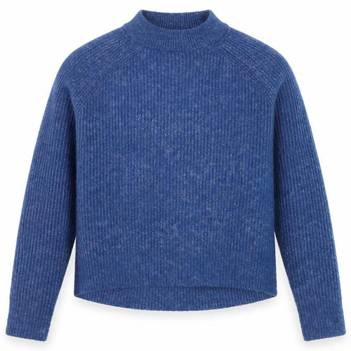 H&M Women Blue Mock Neck Rib-Knit Acrylic Jumper S