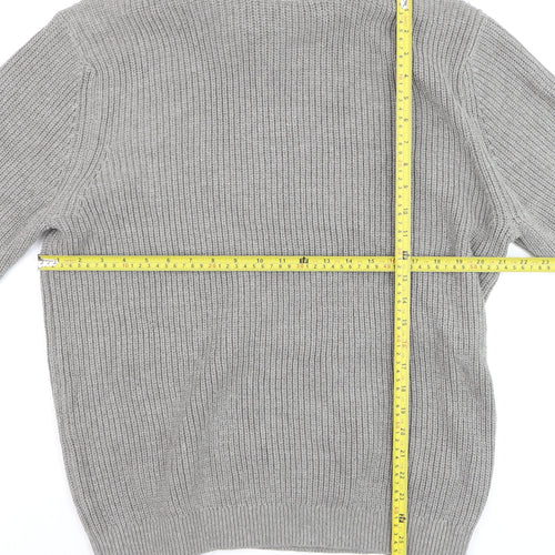 Burton London Men's Grey Roll Neck Cotton Blend Jumper Size L