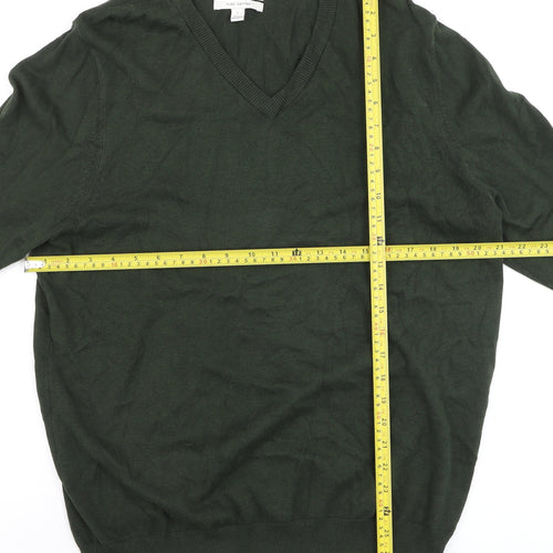 Marks and Spencer Men’s Green Cotton V-Neck Jumper L
