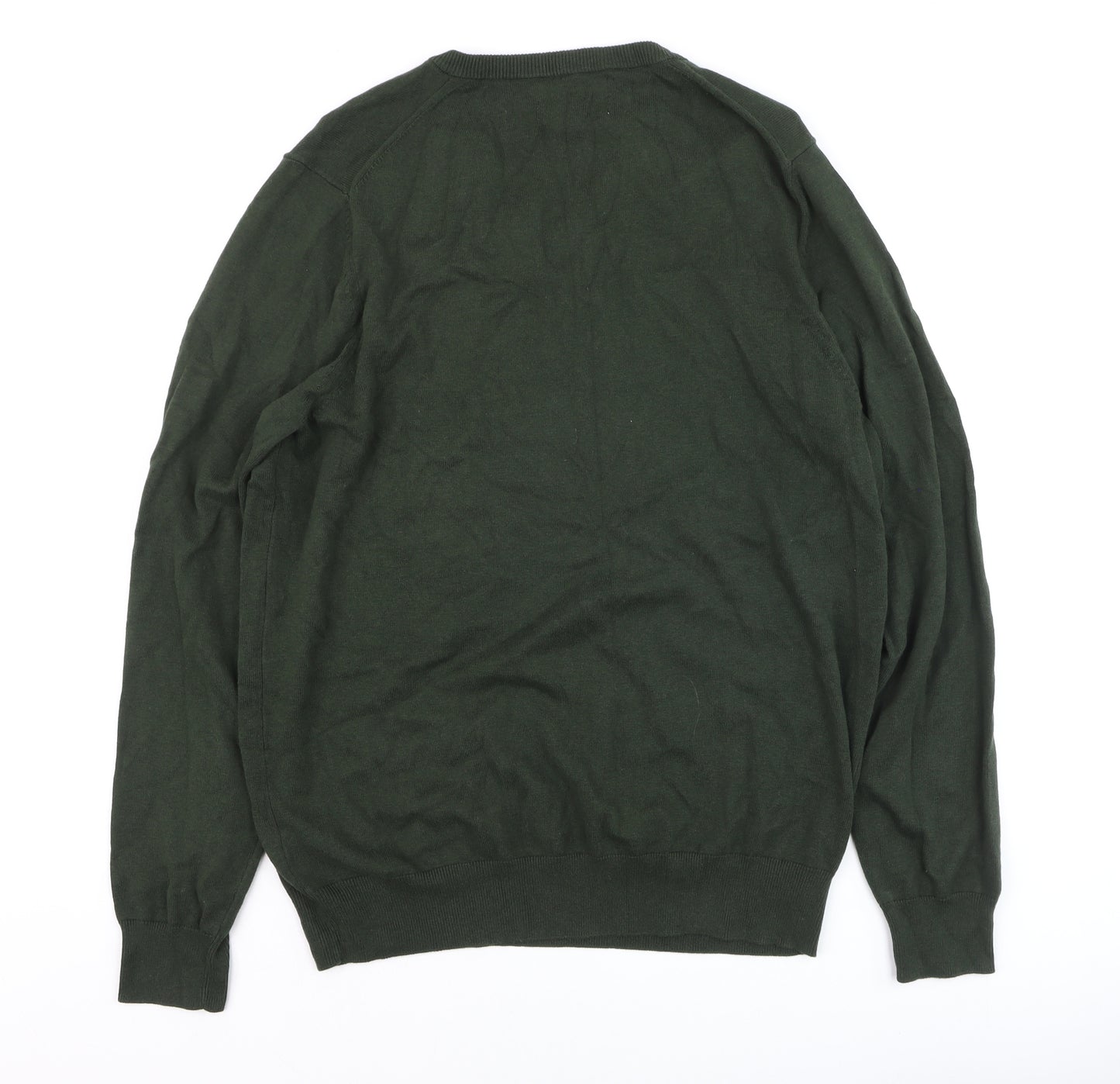 Marks and Spencer Men’s Green Cotton V-Neck Jumper L