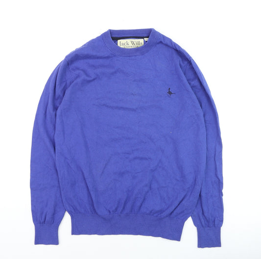 Jack Wills Men's Blue Cotton Cashmere Crew Neck Jumper L