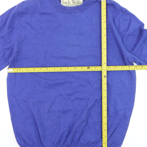 Jack Wills Men's Blue Cotton Cashmere Crew Neck Jumper L