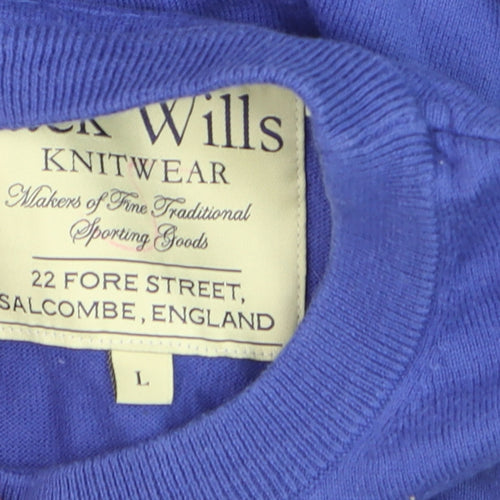 Jack Wills Men's Blue Cotton Cashmere Crew Neck Jumper L