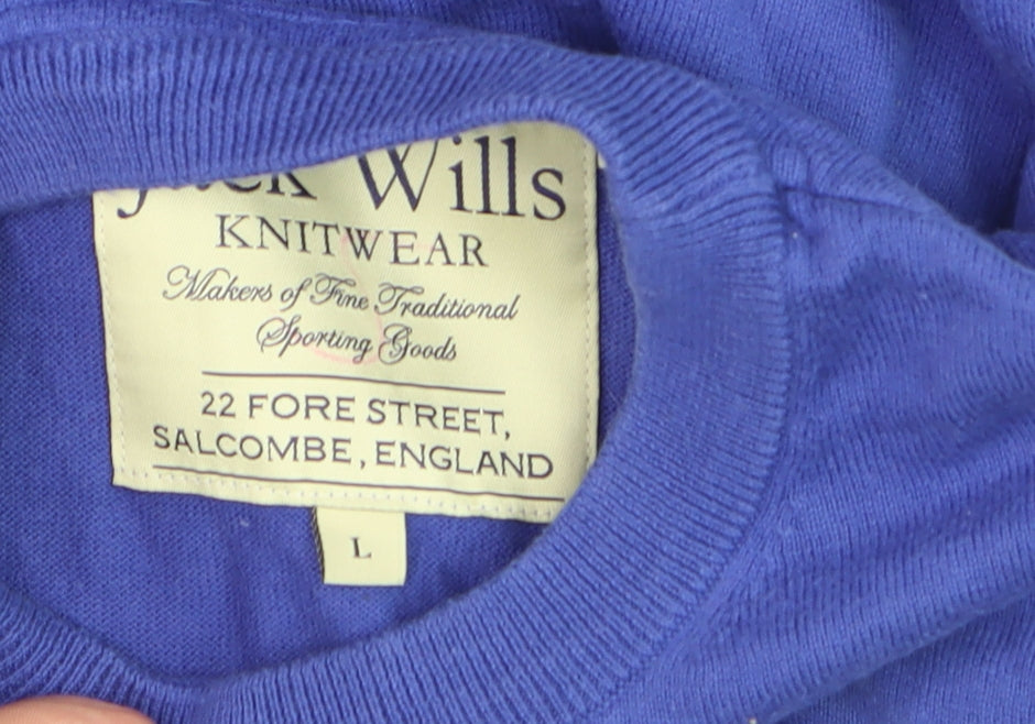Jack Wills Men's Blue Cotton Cashmere Crew Neck Jumper L