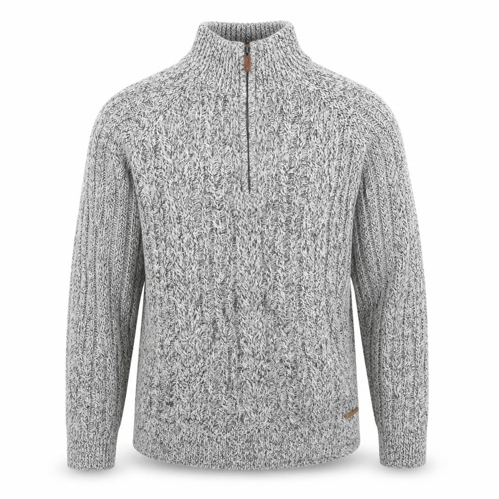 Pier One Men's Grey XL High Neck Wool Blend 1/2 Zip Cable Knit Jumper