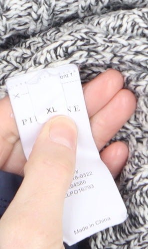 Pier One Men's Grey XL High Neck Wool Blend 1/2 Zip Cable Knit Jumper