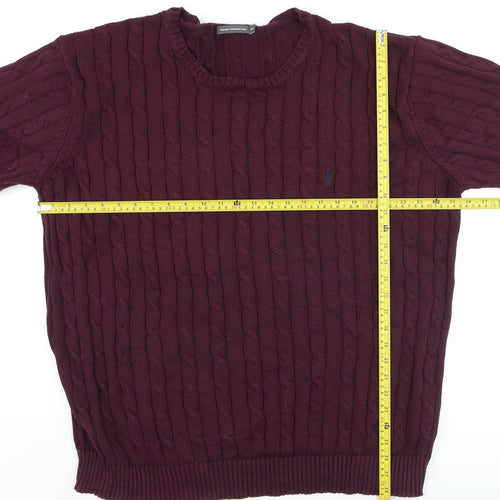 French Connection Men's Purple 3XL Cable-Knit Cotton Jumper