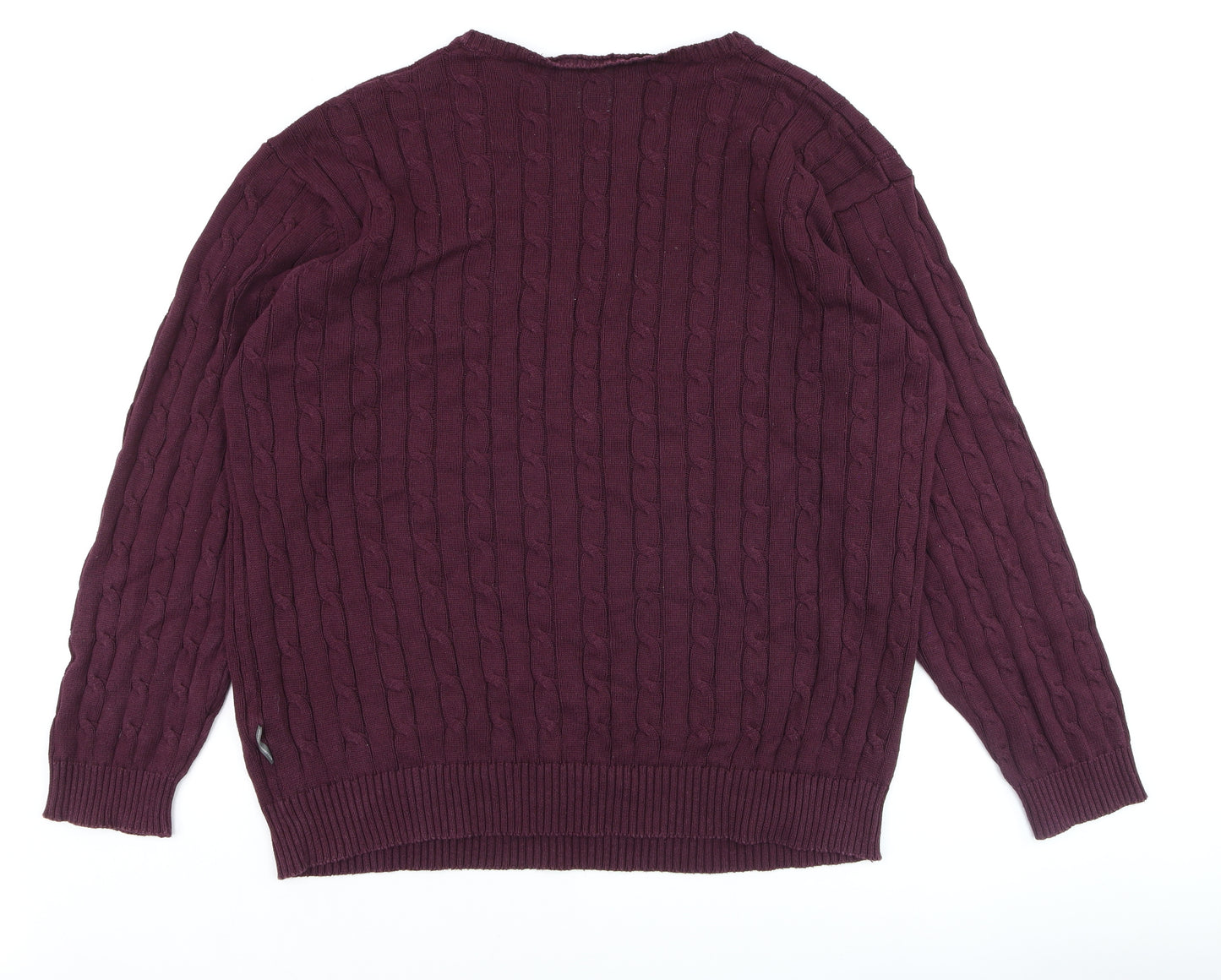 French Connection Men's Purple 3XL Cable-Knit Cotton Jumper