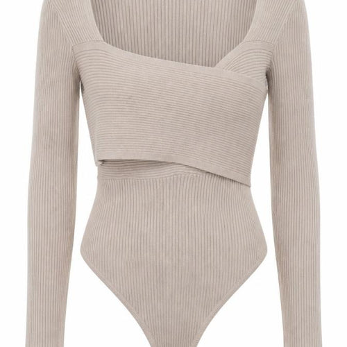 Abercrombie & Fitch Women Beige XS Ribbed Cropped Bodysuit Top