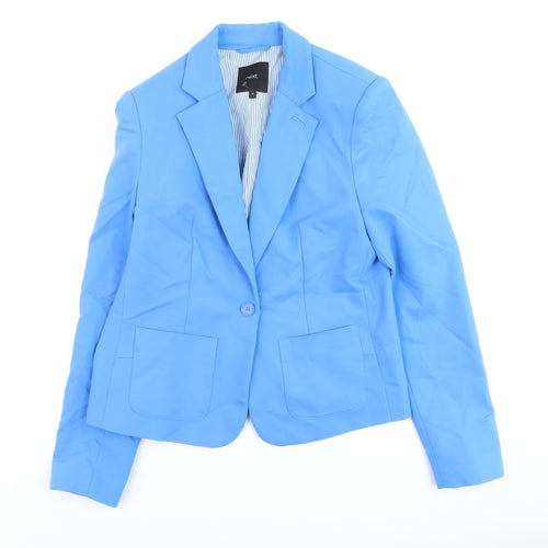 Next Women’s Blue Cotton-Blend Blazer Size 10 Smart Work Jacket