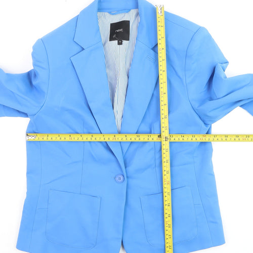 Next Women’s Blue Cotton-Blend Blazer Size 10 Smart Work Jacket