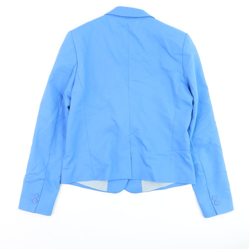 Next Women’s Blue Cotton-Blend Blazer Size 10 Smart Work Jacket