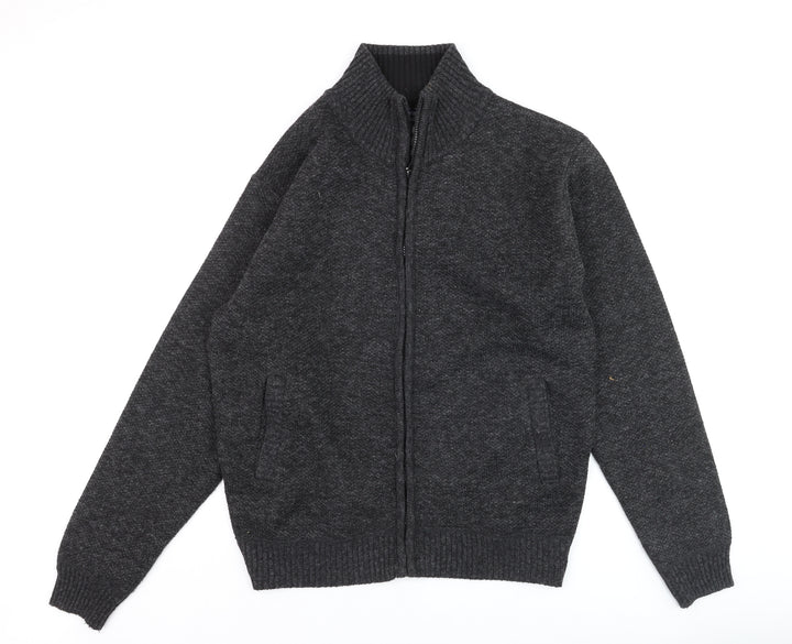 J.J. Willis Men's Grey Full Zip High Neck Lined Jumper Size M
