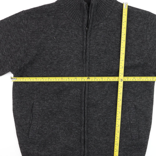 J.J. Willis Men's Grey Full Zip High Neck Lined Jumper Size M