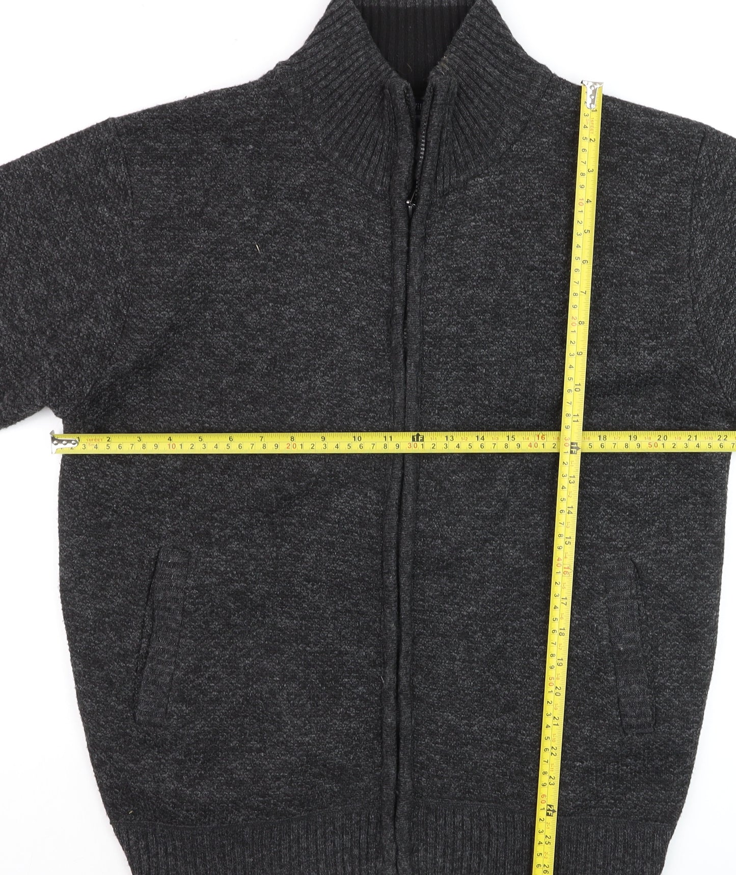 J.J. Willis Men's Grey Full Zip High Neck Lined Jumper Size M