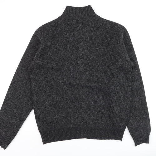 J.J. Willis Men's Grey Full Zip High Neck Lined Jumper Size M