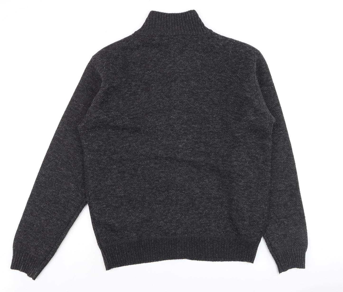 J.J. Willis Men's Grey Full Zip High Neck Lined Jumper Size M