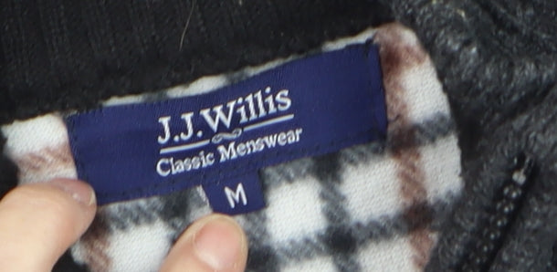 J.J. Willis Men's Grey Full Zip High Neck Lined Jumper Size M