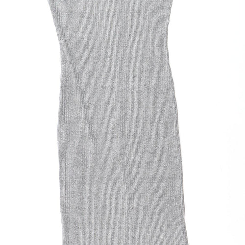River Island Women’s Grey Ribbed Bodycon Dress Size 12