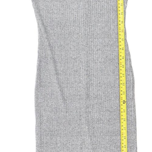 River Island Women’s Grey Ribbed Bodycon Dress Size 12