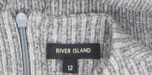 River Island Women’s Grey Ribbed Bodycon Dress Size 12