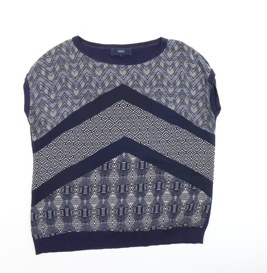 Next Women’s Blue Geometric Cotton Blend Sleeveless Top Size 10