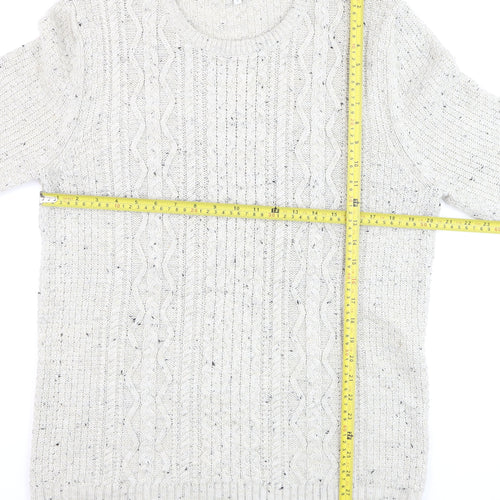 River Island Mens Beige Cable-Knit Crew Neck Jumper Size L