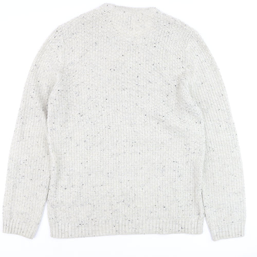 River Island Mens Beige Cable-Knit Crew Neck Jumper Size L