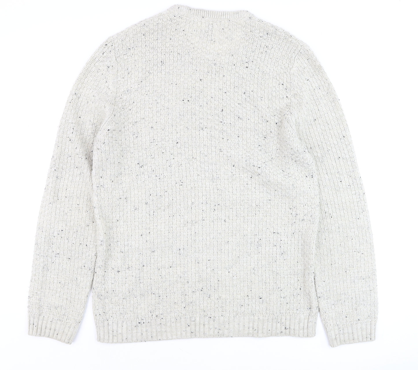 River Island Mens Beige Cable-Knit Crew Neck Jumper Size L