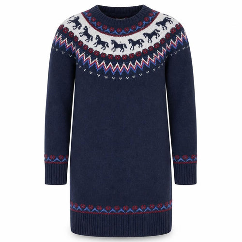 FatFace Girls Blue Fair Isle Knit Sweater Dress 11-12 Years Winter Casual