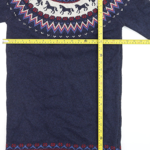FatFace Girls Blue Fair Isle Knit Sweater Dress 11-12 Years Winter Casual