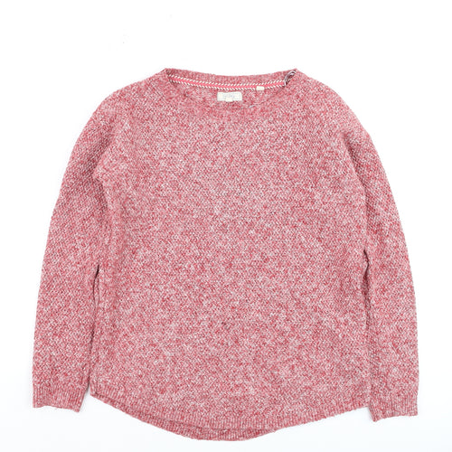 Fat Face Womens Red Knit Crew Neck Jumper Size 8 Cotton Blend