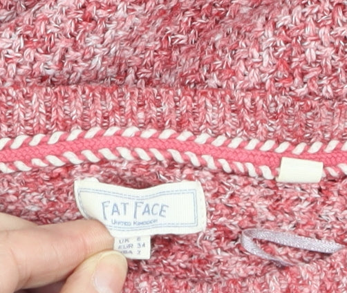 Fat Face Womens Red Knit Crew Neck Jumper Size 8 Cotton Blend