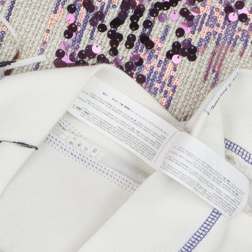 Desigual Women White Sequin Fringe Pullover Jumper Size L