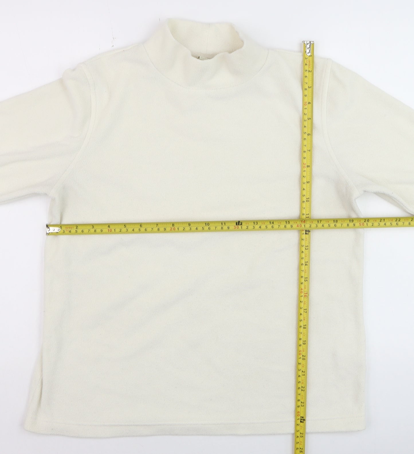 Cotton Traders Women Ivory Fleece Pullover Sweatshirt Size 16