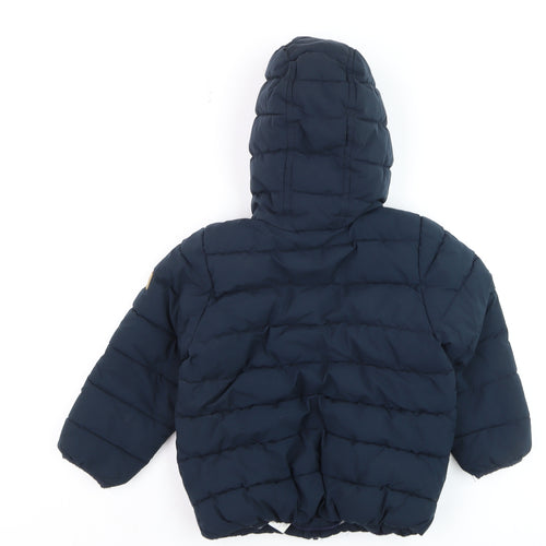 Next Boys Blue Hooded Puffer Jacket 4-5 Years Winter Lined Coat