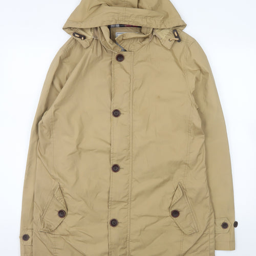 Howick Men's Beige The Bleecker Mac Rain Coat Hooded M