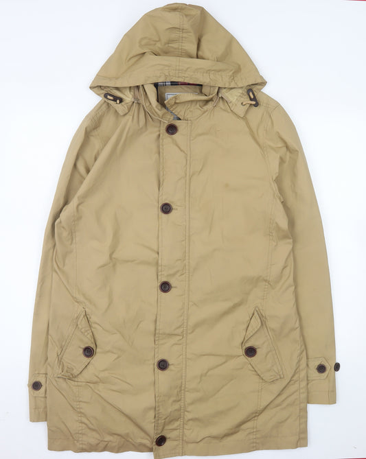 Howick Men's Beige The Bleecker Mac Rain Coat Hooded M