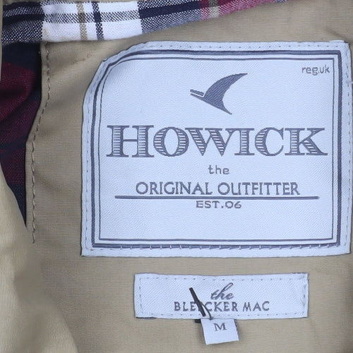 Howick Men's Beige The Bleecker Mac Rain Coat Hooded M