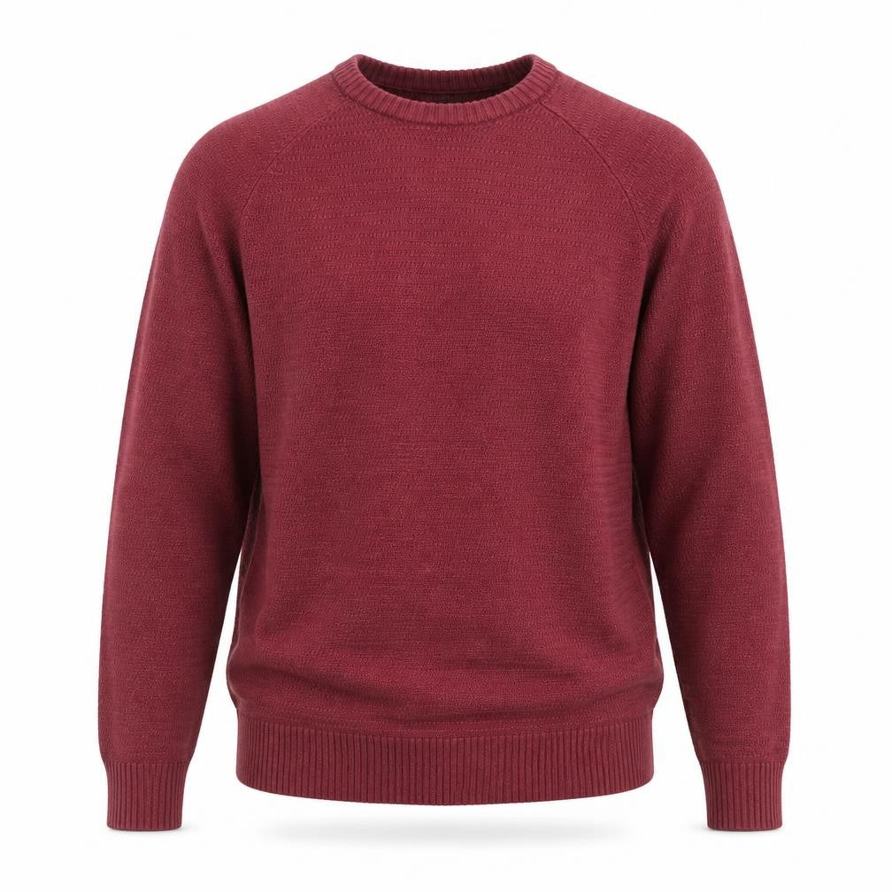 Front view of Marks & Spencer Men's Red Cotton Blend Crew Neck Jumper, size M