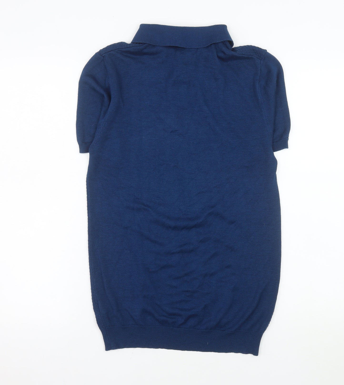 River Island Men's Blue Knit Short Sleeve Polo Shirt Size M