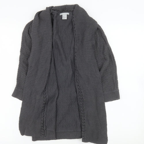 H&M Women’s Grey Knit Cardigan Size 8 Belted Open Front
