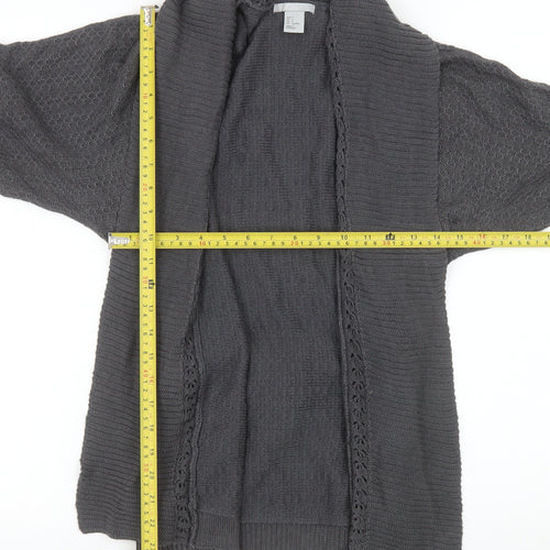 H&M Women’s Grey Knit Cardigan Size 8 Belted Open Front