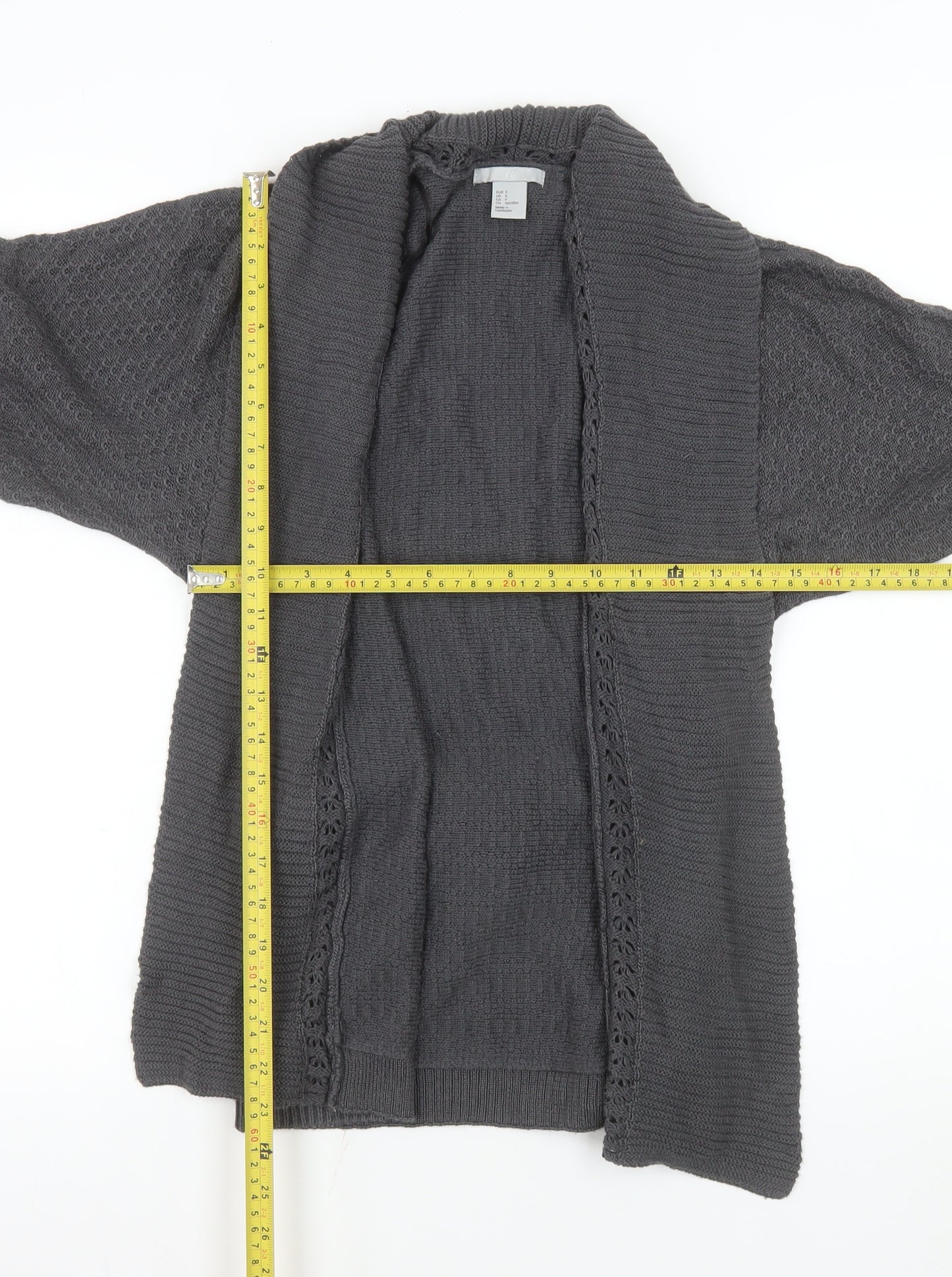 H&M Women’s Grey Knit Cardigan Size 8 Belted Open Front