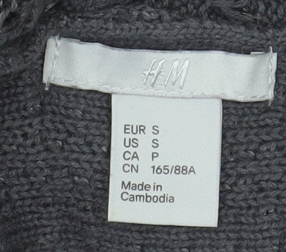H&M Women’s Grey Knit Cardigan Size 8 Belted Open Front